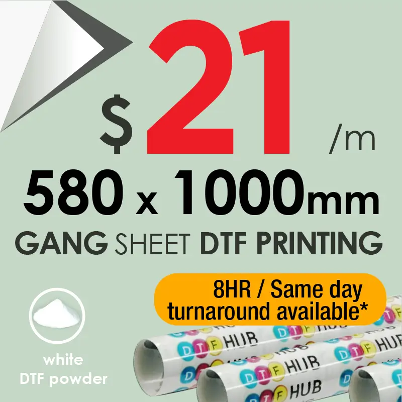 Custom DTF Heat Transfers Gang Sheet (58cm Width) – Standard | Same Day Printing Melbourne
