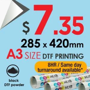 A3 DTF Heat Transfers (285×420mm) – Block-Out (Black) | Same Day Printing Melbourne