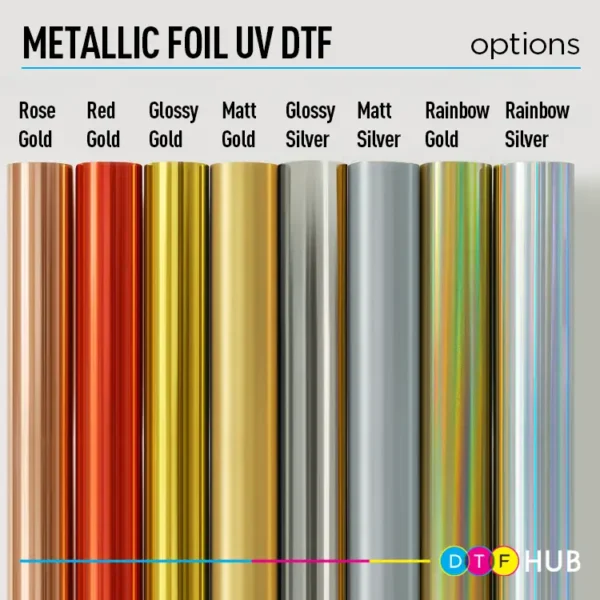 Metallic Foil UV DTF Transfers Printing | Metallic Foil UV Custom Stickers Printing | 8 Foil Colour Options - Image 2