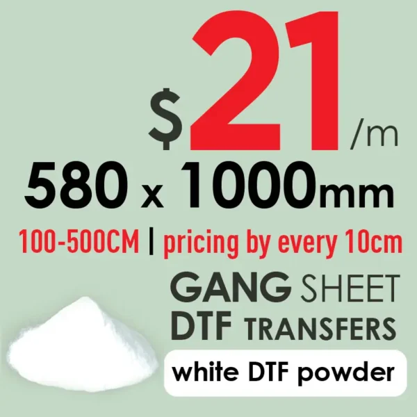 DTF Printing – Custom Heat Transfers (58cm Width, 100-500cm) | White DTF Powder